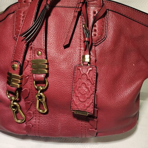 orYANY Cassie Raspberry Pebbled Leather XL Satchel Bag Detachable Shldr Strap - Picture 2 of 16